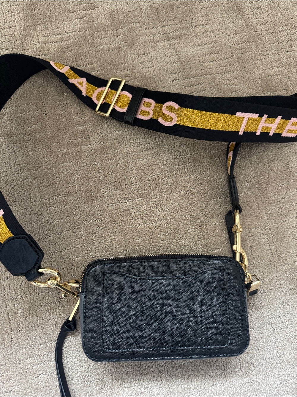 Marc Jacobs Black Camera Crossbody with Black and Pink Logo Strap - Picture 3 of 6